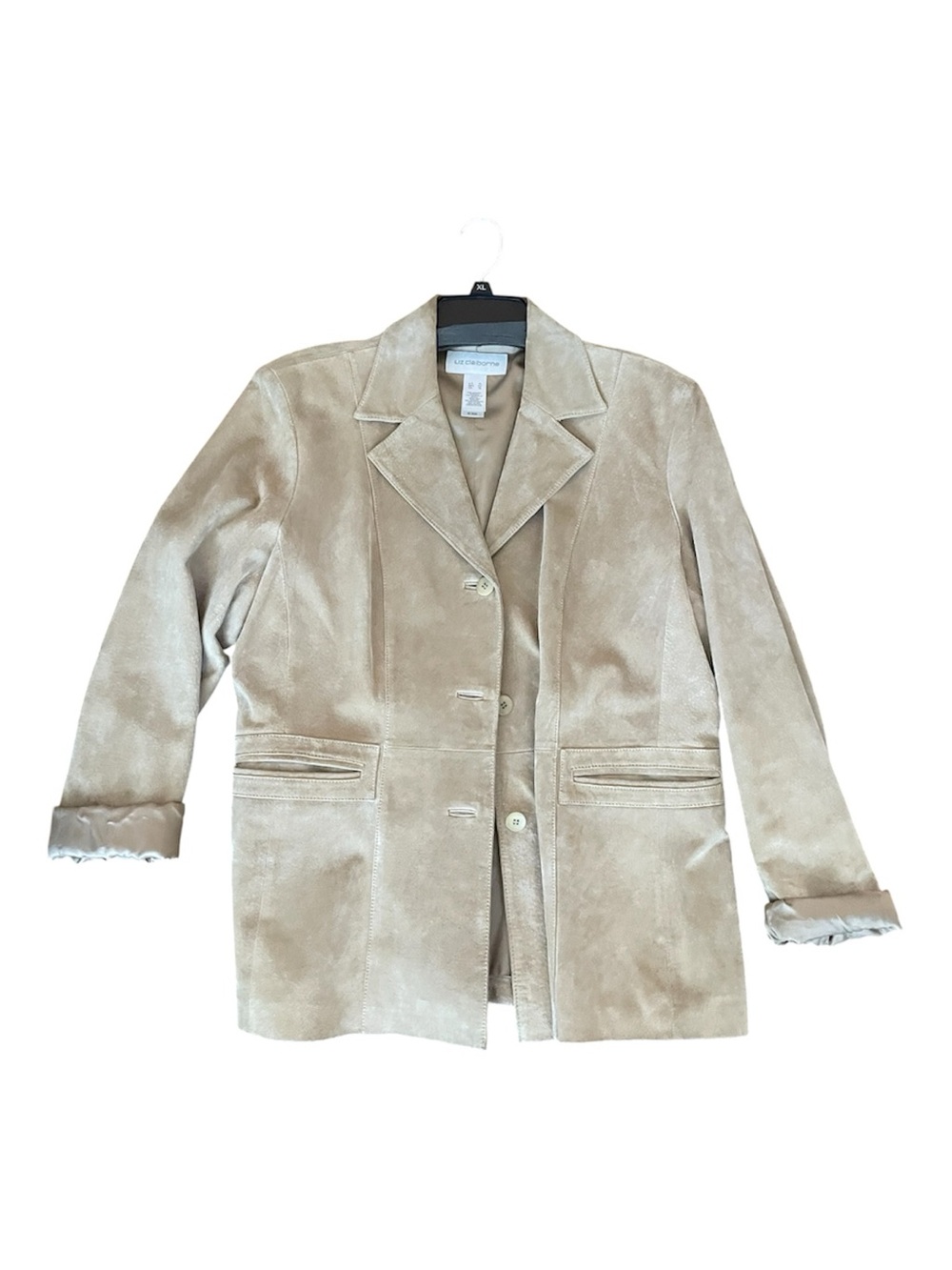 Taupe Suede Button-Front Blazer Jacket